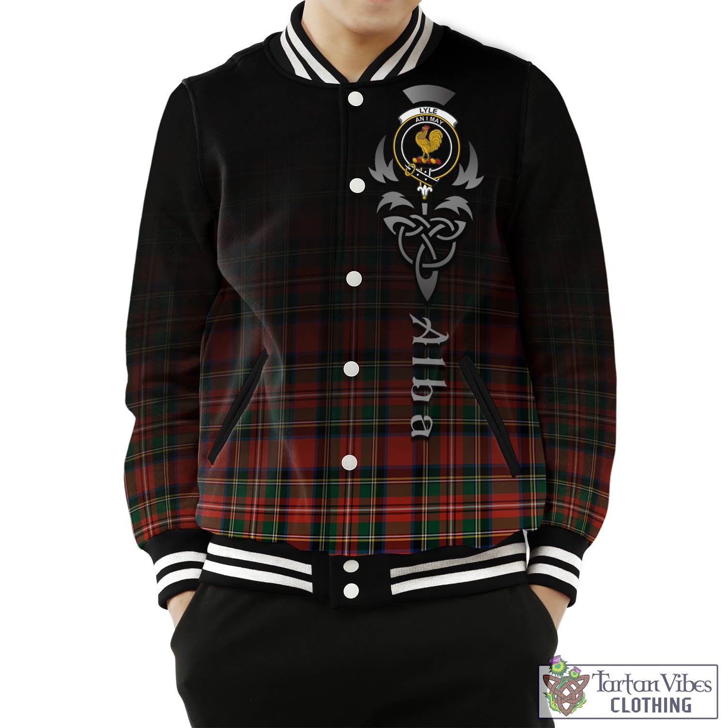Lyle Tartan Baseball Jacket Featuring Alba Gu Brath Family Crest Celtic Inspired Unisex - Tartan Vibes Clothing