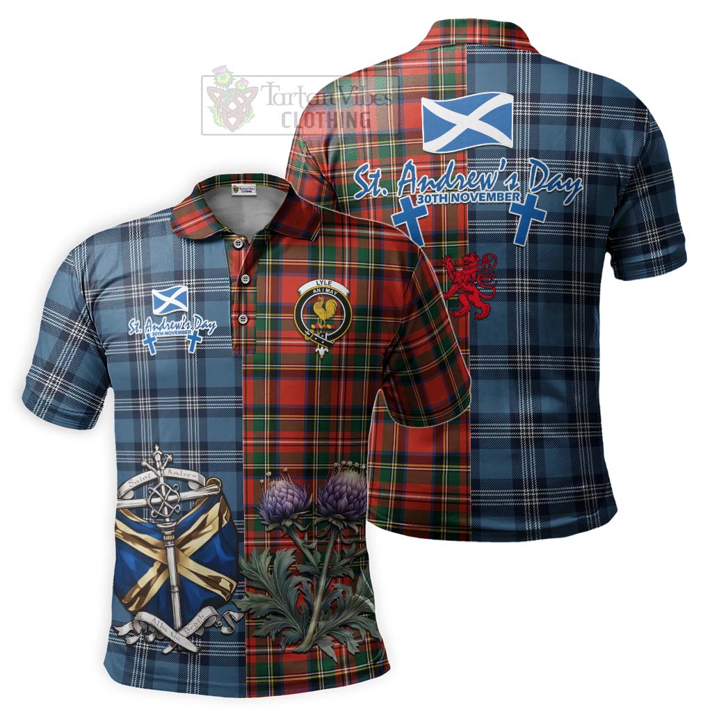 Lyle Tartan Polo Shirt Happy St. Andrew's Day Half Tartan Style Kid - Tartan Vibes Clothing