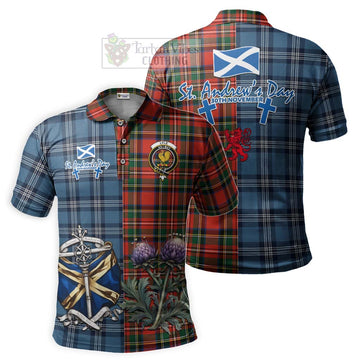 Lyle Tartan Polo Shirt Happy St. Andrew's Day Half Tartan Style Kid - Tartan Vibes Clothing
