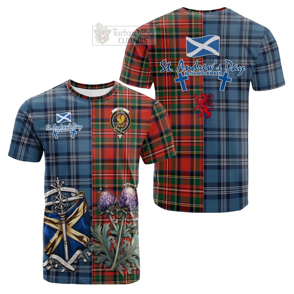 Lyle Tartan Cotton T-shirt Happy St. Andrew's Day Half Tartan Style Kid's Shirt - Tartan Vibes Clothing