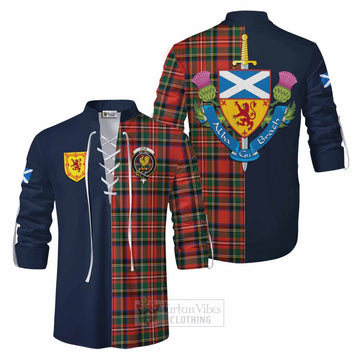 Lyle Tartan Ghillie Kilt Shirt Alba with Scottish Lion Royal Arm Half Style Men - Tartan Vibes Clothing