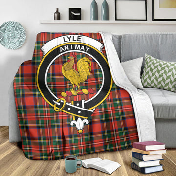 Lyle Tartan Blanket with Family Crest X-Large 59 x 79 inches 150 x 200 cm - Tartan Vibes Clothing