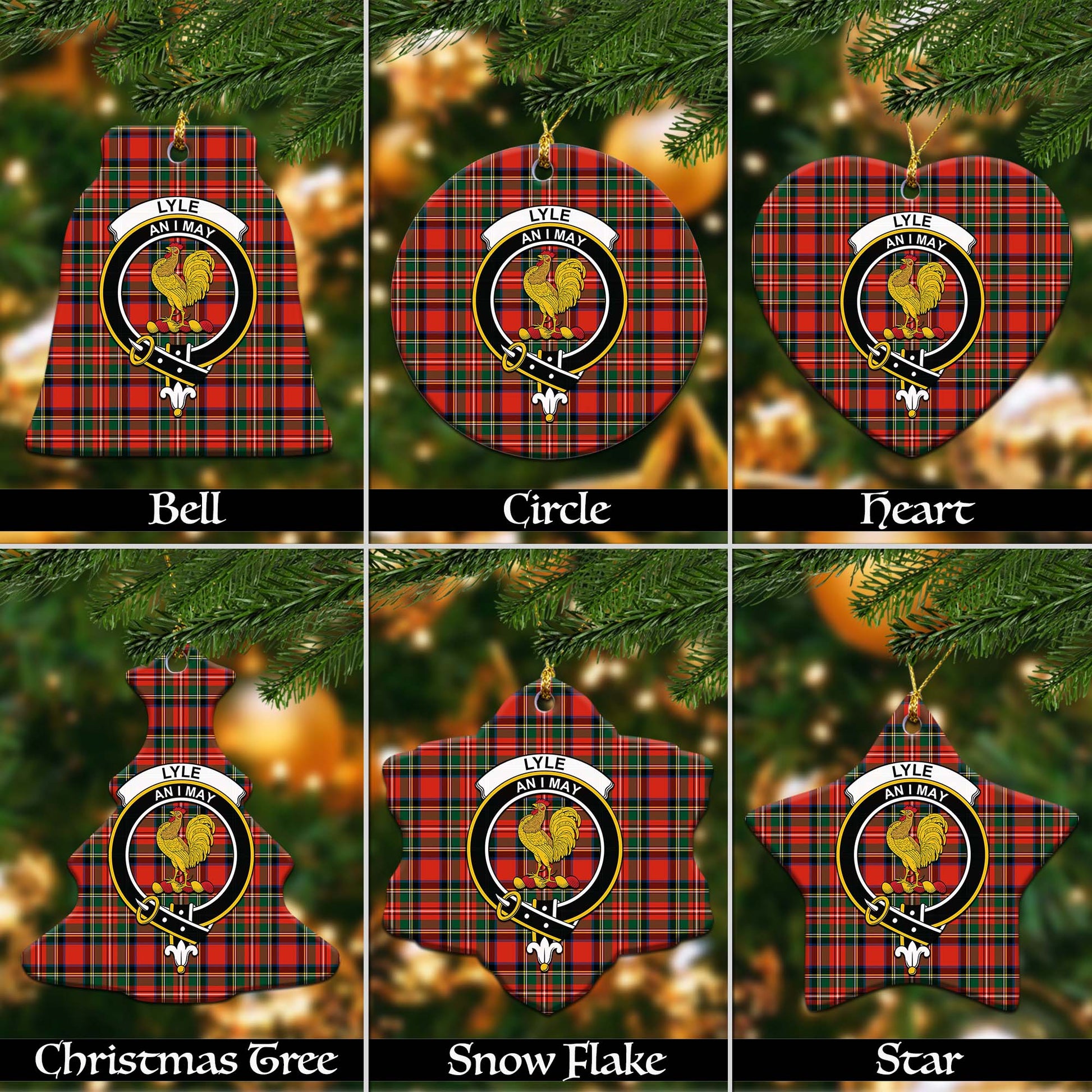 Lyle Tartan Christmas Ceramic Ornaments with Family Crest Ceramic - Tartan Vibes Clothing