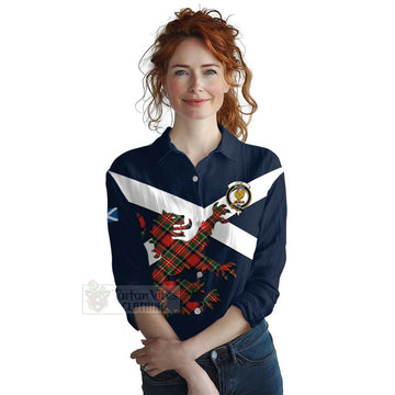 Lyle Tartan Lion Rampant Women's Casual Shirt Proudly Display Your Heritage with Alba Gu Brath and Clan Name Female - Tartan Vibes Clothing