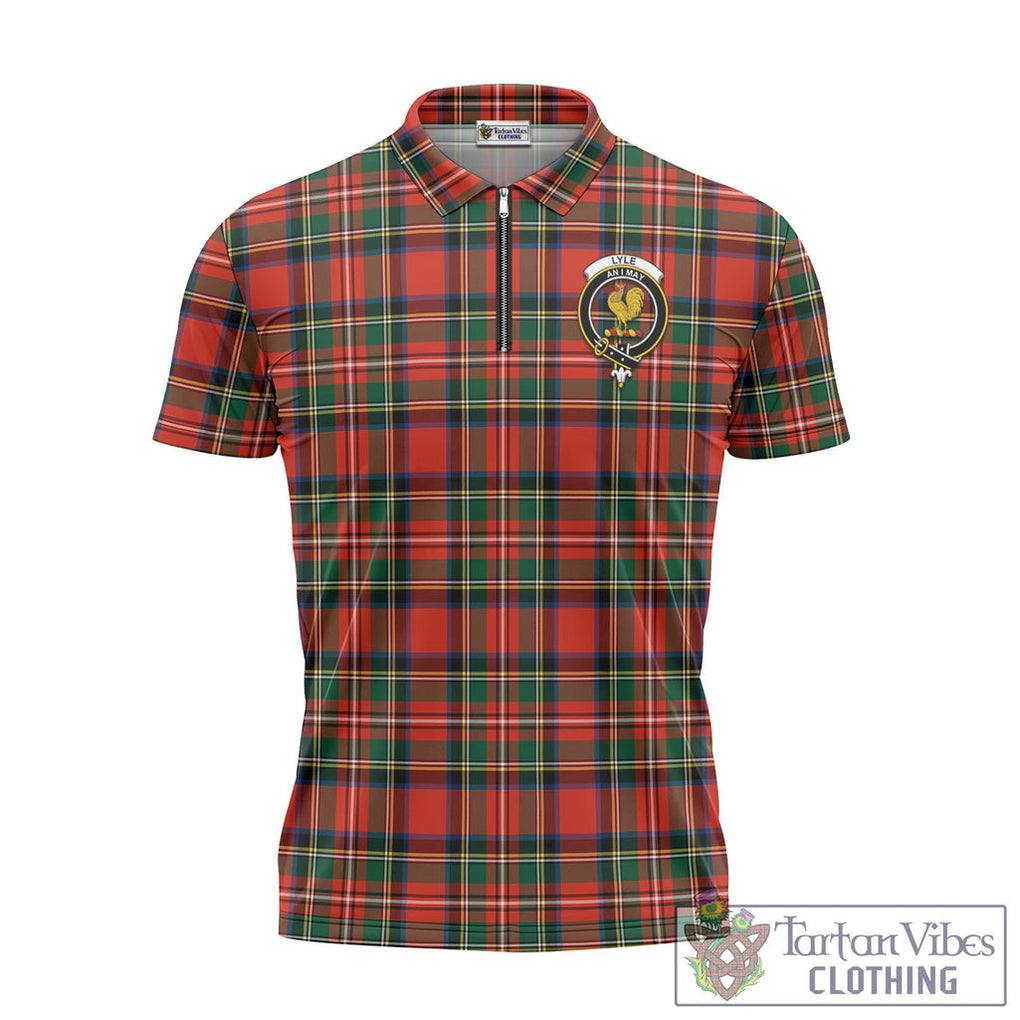 Lyle Tartan Zipper Polo Shirt with Family Crest Unisex - Tartan Vibes Clothing