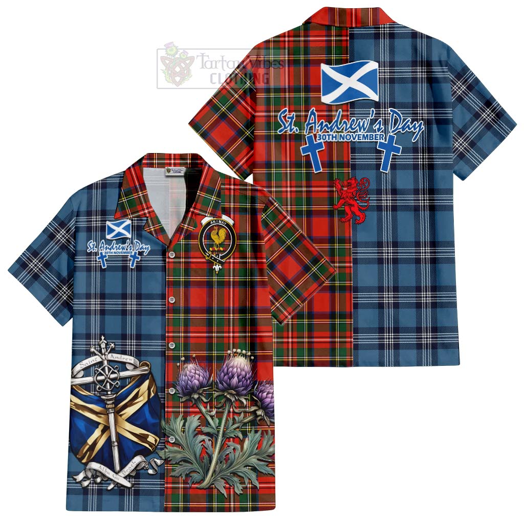 Lyle Tartan Hawaiian Shirt Happy St. Andrew's Day Half Tartan Style Kid - Tartan Vibes Clothing