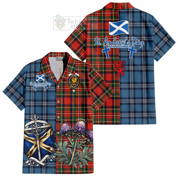 Lyle Tartan Hawaiian Shirt Happy St. Andrew's Day Half Tartan Style Kid - Tartan Vibes Clothing