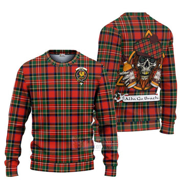 Lyle Tartan Ugly Sweater with Family Crest and Bearded Skull Holding Bottles of Whiskey Unisex - Tartan Vibes Clothing