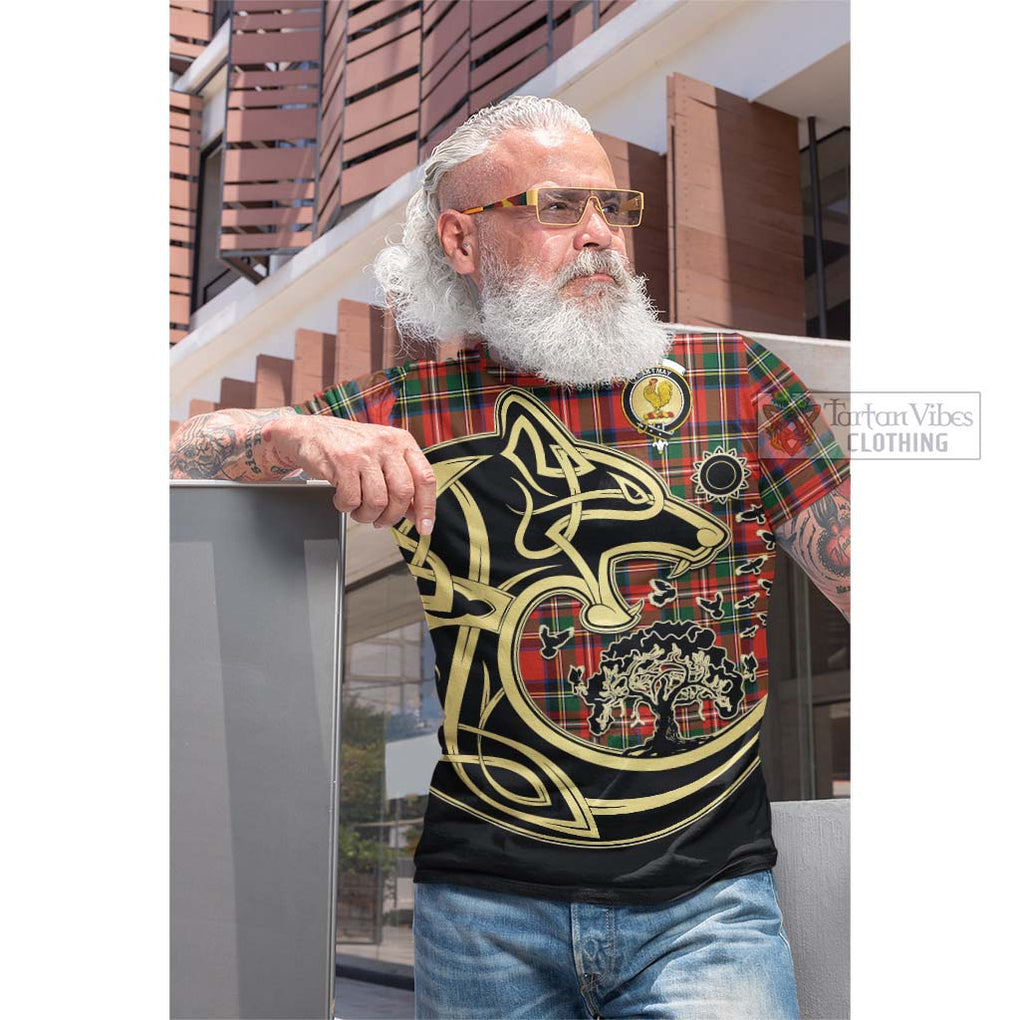 Lyle Tartan Cotton T-shirt with Family Crest Celtic Wolf Style Men's Shirt - Tartan Vibes Clothing