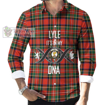 Lyle Tartan Long Sleeve Button Shirt with Family Crest DNA In Me Style Men's Shirt S - Tartanvibesclothing Shop