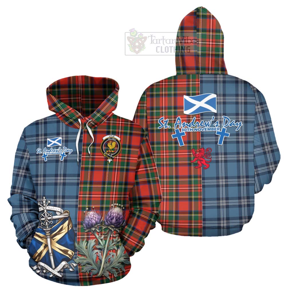 Lyle Tartan Hoodie Happy St. Andrew's Day Half Tartan Style Zip Hoodie - Tartan Vibes Clothing
