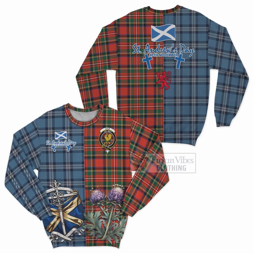 Lyle Tartan Sweatshirt Happy St. Andrew's Day Half Tartan Style Unisex - Tartan Vibes Clothing