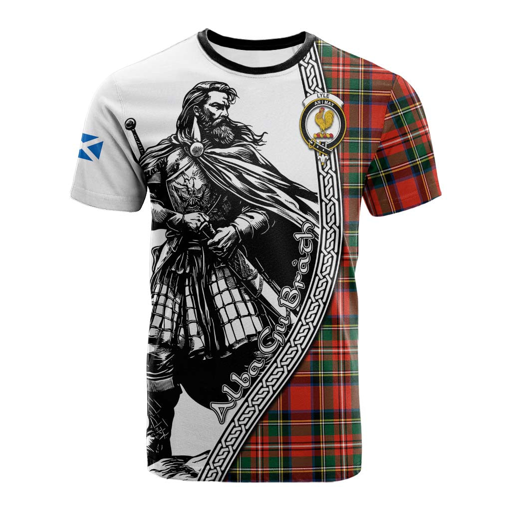 Lyle Tartan Clan Crest Cotton T-shirt with Highlander Warrior Celtic Style Kid's Shirt - Tartan Vibes Clothing