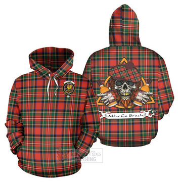 Lyle Tartan Hoodie with Family Crest and Bearded Skull Holding Bottles of Whiskey Zip Hoodie - Tartan Vibes Clothing