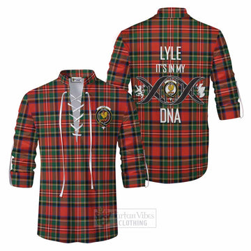 Lyle Tartan Ghillie Kilt Shirt with Family Crest DNA In Me Style Men - Tartan Vibes Clothing