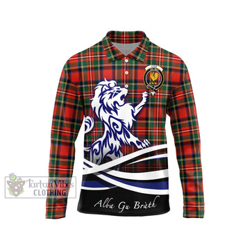 Lyle Tartan Long Sleeve Polo Shirt with Alba Gu Brath Regal Lion Emblem Unisex - Tartan Vibes Clothing