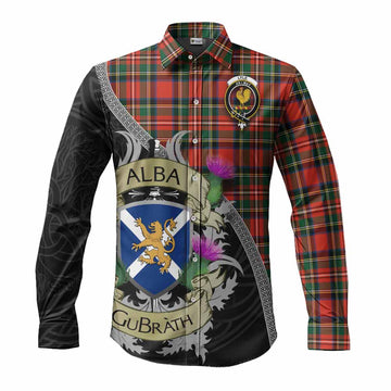 Lyle Tartan Family Crest Long Sleeve Button Shirt Lion Rampant Royal Thistle Shield Celtic Inspired Men's Shirt S - Tartan Vibes Clothing