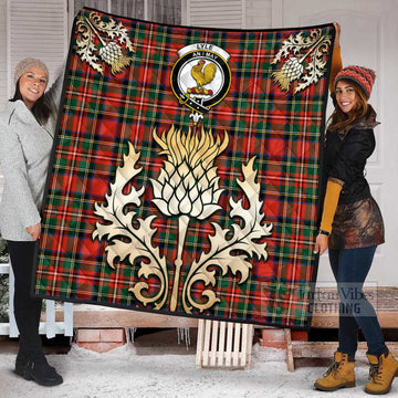 Tartan Vibes Clothing Lyle Tartan Quilt with Family Crest and Golden Thistle Style