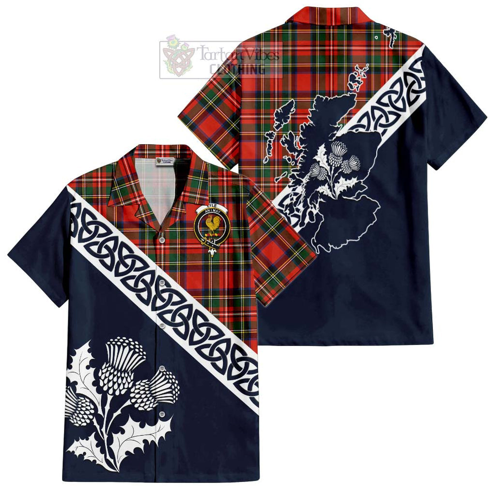 Lyle Tartan Hawaiian Shirt Featuring Thistle and Scotland Map Kid - Tartan Vibes Clothing