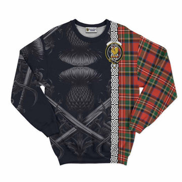 Lyle Tartan Sweatshirt with Family Crest Cross Sword Thistle Celtic Vibes Unisex - Tartan Vibes Clothing