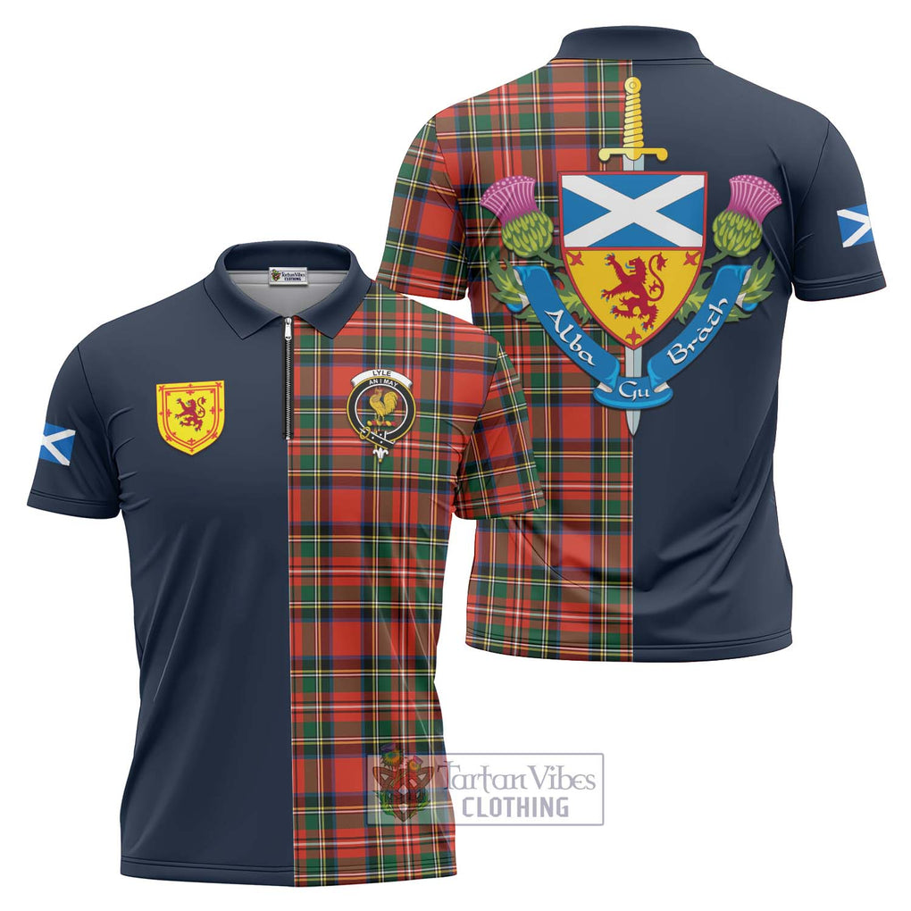 Lyle Tartan Zipper Polo Shirt Alba with Scottish Lion Royal Arm Half Style Unisex - Tartan Vibes Clothing