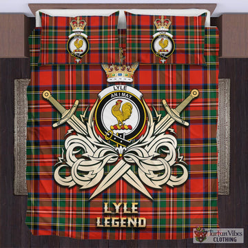 Tartan Vibes Clothing Lyle Tartan Bedding Set with Clan Crest and the Golden Sword of Courageous Legacy