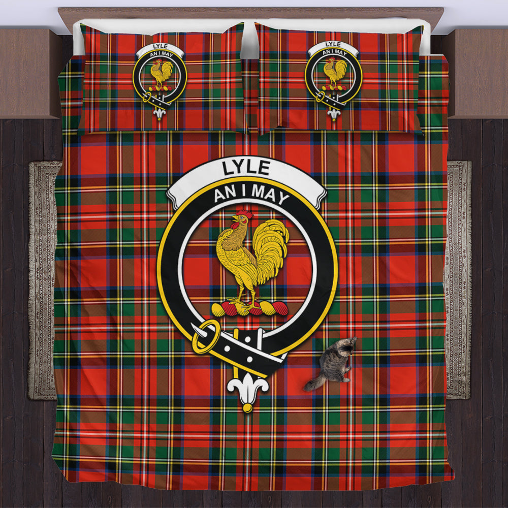 Lyle Tartan Bedding Set with Family Crest US Bedding Set - Tartan Vibes Clothing