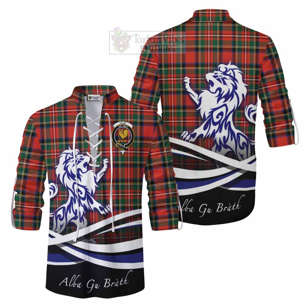 Lyle Tartan Ghillie Kilt Shirt with Alba Gu Brath Regal Lion Emblem Men - Tartan Vibes Clothing