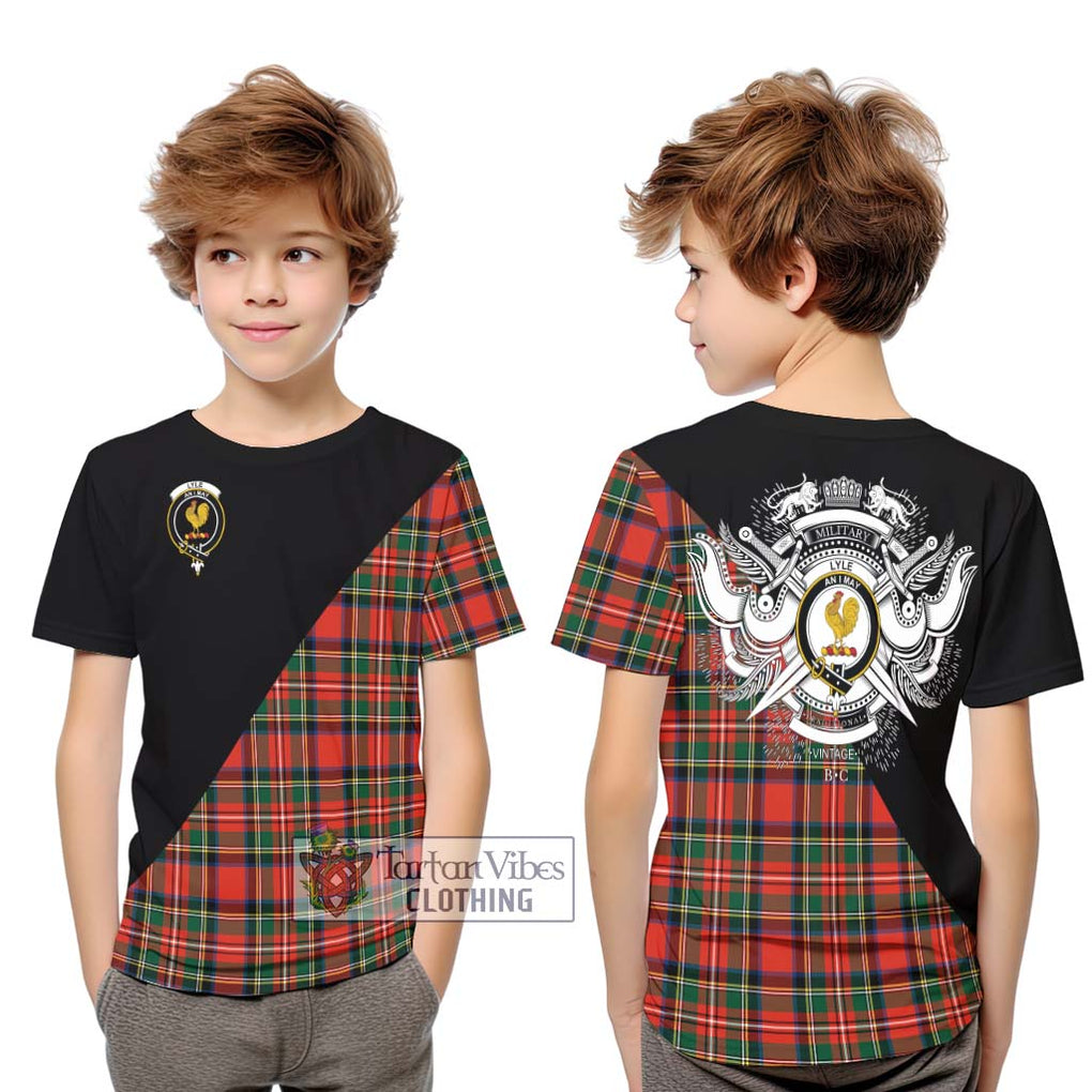 Lyle Tartan Kid T-Shirt with Family Crest and Military Logo Style Youth XL Size14 - Tartan Vibes Clothing
