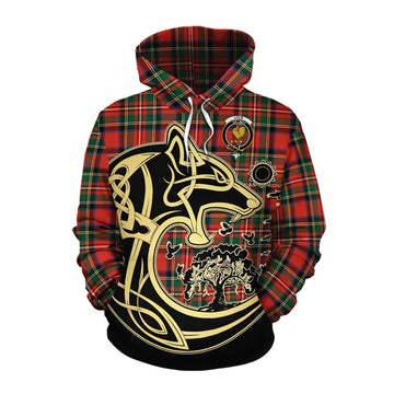 Lyle Tartan Cotton Hoodie with Family Crest Celtic Wolf Style Pullover Hoodie XS - Tartan Vibes Clothing