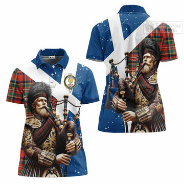 Lyle Tartan Women's Polo Shirt with Family Crest Scottish Bagpiper Vibes Women - Tartan Vibes Clothing
