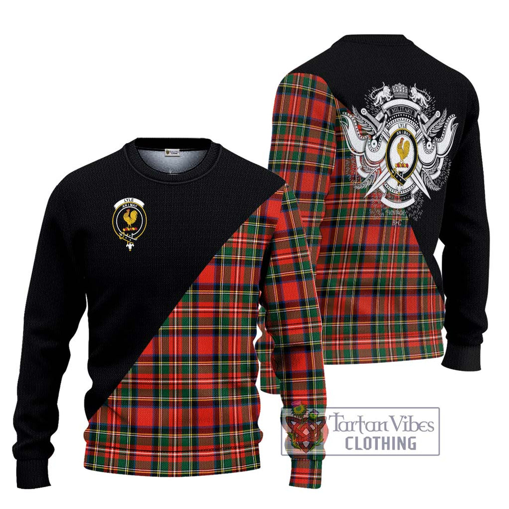 Lyle Tartan Ugly Sweater with Family Crest and Military Logo Style Unisex - Tartan Vibes Clothing