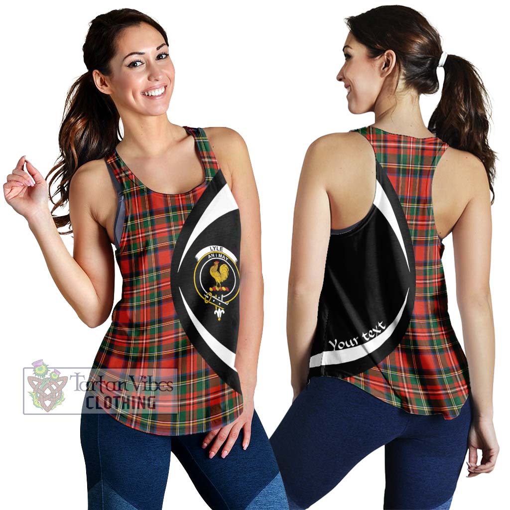 Lyle Tartan Women's Racerback Tanks with Family Crest Circle Style 4XL - Tartan Vibes Clothing