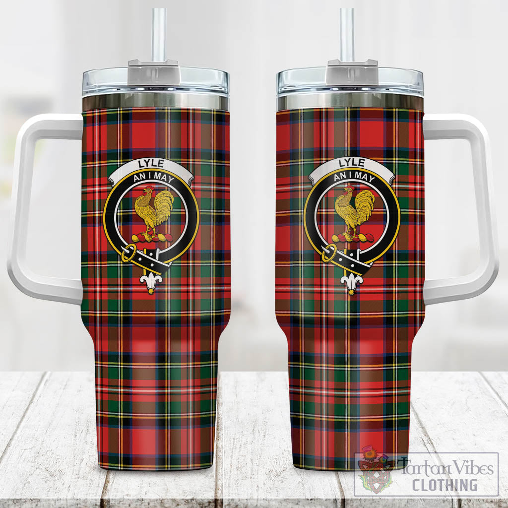 Lyle Tartan Tumbler with Handle with Family Crest One Size 40 OZ - Tartan Vibes Clothing