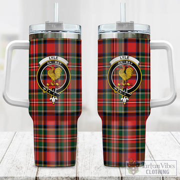 Lyle Tartan Tumbler with Handle with Family Crest One Size 40 OZ - Tartan Vibes Clothing