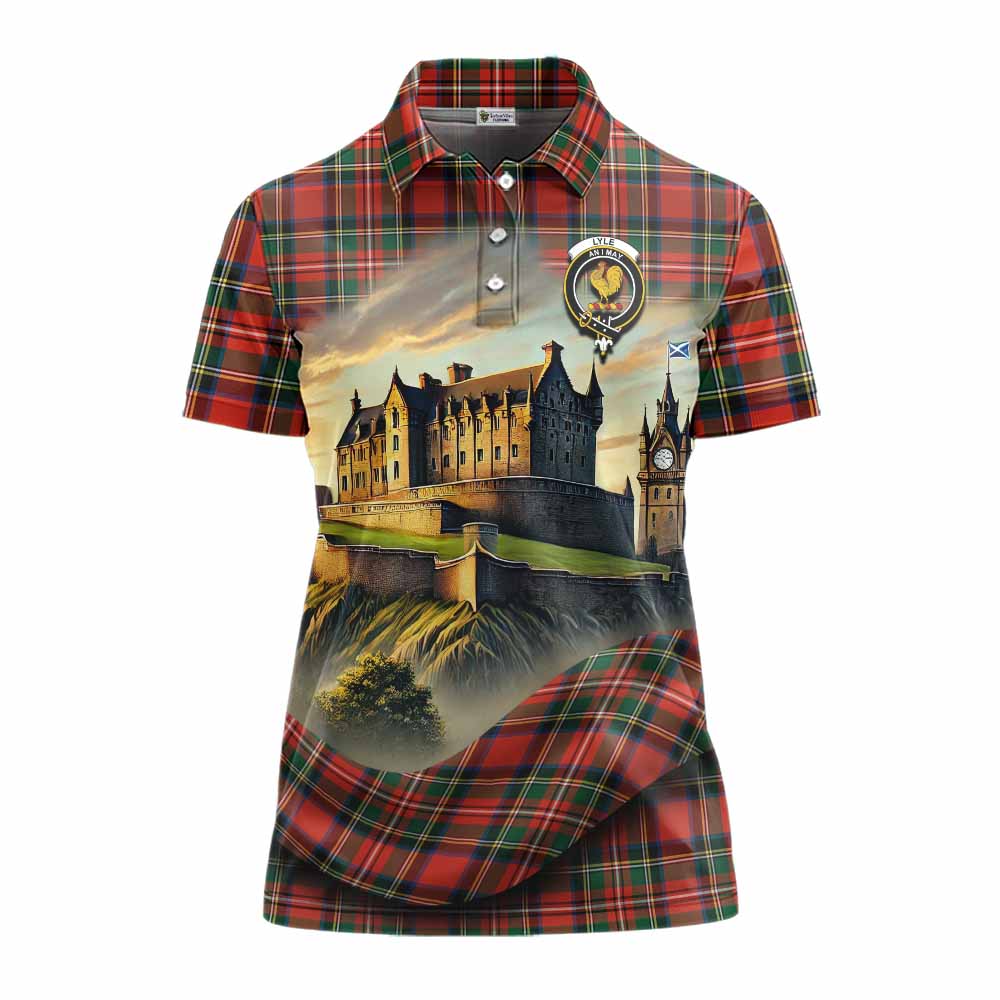 Lyle Tartan Family Crest Women's Polo Shirt with Scottish Ancient Castle Style Women - Tartan Vibes Clothing