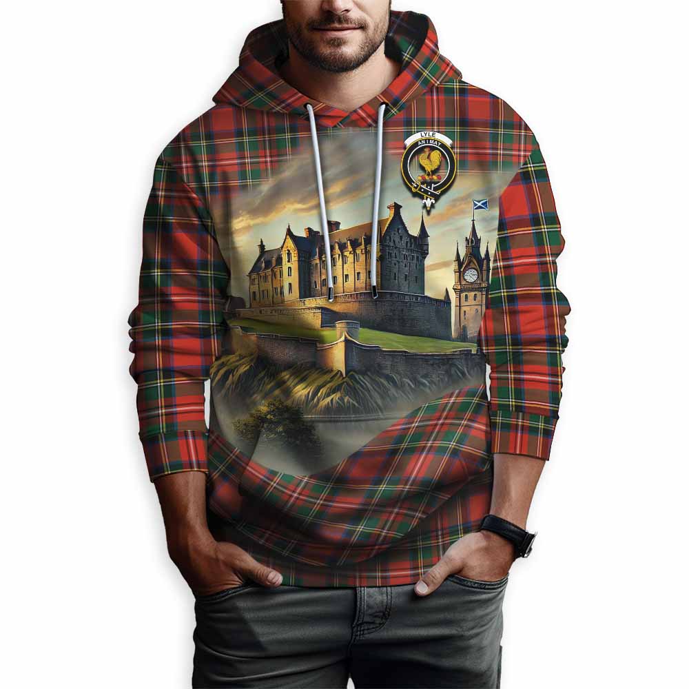 Lyle Tartan Family Crest Hoodie with Scottish Ancient Castle Style Pullover Hoodie - Tartan Vibes Clothing