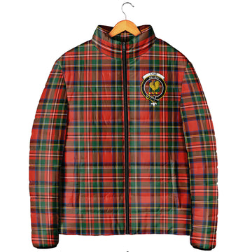 Lyle Tartan Padded Jacket with Family Crest Men's Padded Jacket - Tartan Vibes Clothing