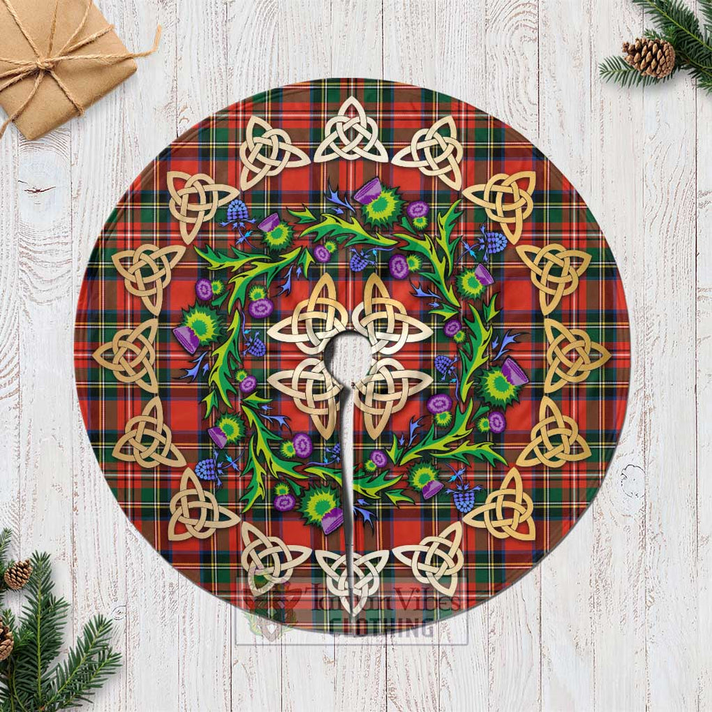 Tartan Vibes Clothing Lyle Tartan Christmas Tree Skirt with Thistle Celtic Knot Style