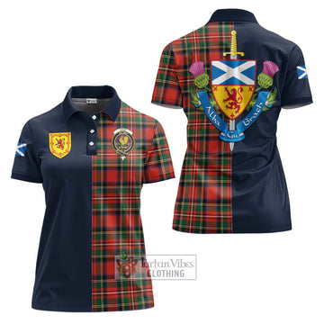 Lyle Tartan Women's Polo Shirt Alba with Scottish Lion Royal Arm Half Style Women - Tartan Vibes Clothing