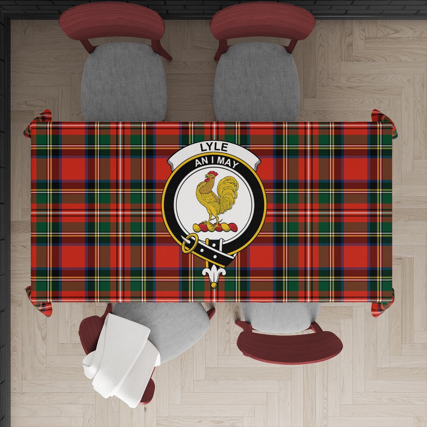 Lyle Tartan Tablecloth with Family Crest XL 57.1"x70.9"(145x180cm) - Tartan Vibes Clothing