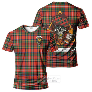 Lyle Tartan T-Shirt with Family Crest and Bearded Skull Holding Bottles of Whiskey Kid's Shirt - Tartan Vibes Clothing