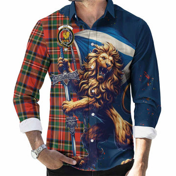 Lyle Tartan Family Crest Long Sleeve Button Shirt with Scottish Majestic Lion Men's Shirt S - Tartan Vibes Clothing