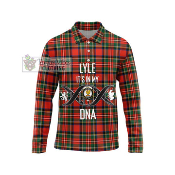 Lyle Tartan Long Sleeve Polo Shirt with Family Crest DNA In Me Style Unisex - Tartan Vibes Clothing