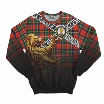 Lyle Crest Tartan Sweatshirt with Golden Lion Emblem Celtic Style Unisex - Tartan Vibes Clothing