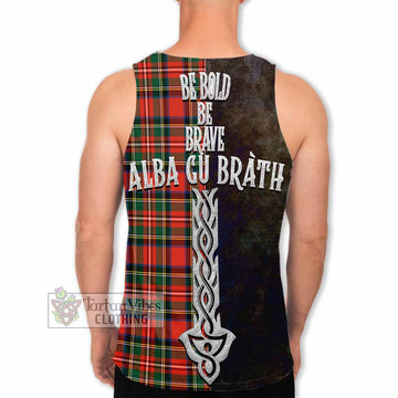 Tartan Vibes Clothing Lyle Tartan Family Crest Men's Tank Top Alba Gu Brath Be Brave Lion Ancient Style