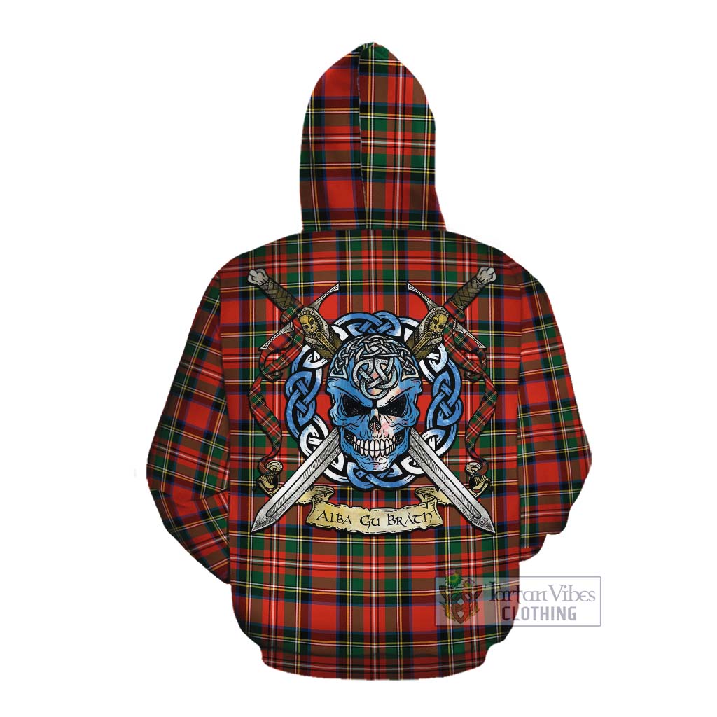 Lyle Tartan Cotton Hoodie with Family Crest Celtic Skull Style Pullover Hoodie - Tartan Vibes Clothing