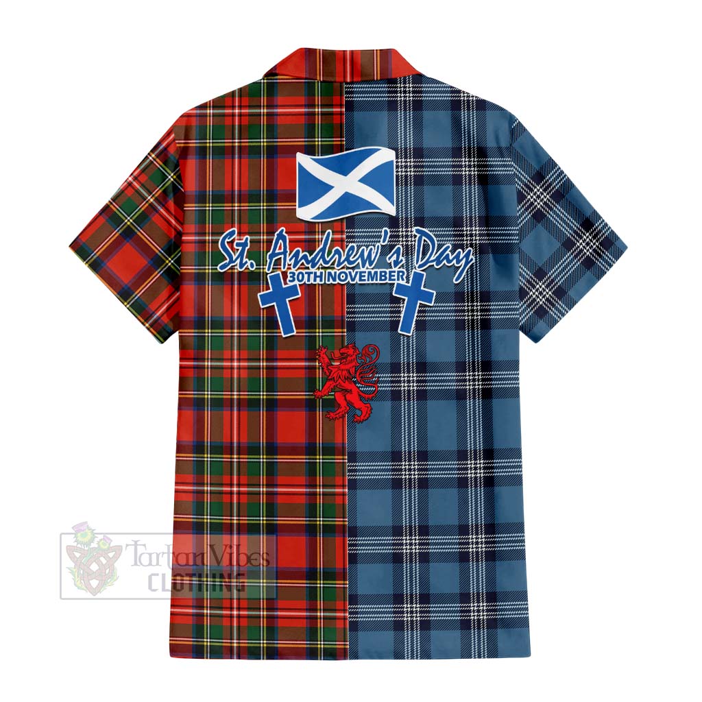 Lyle Tartan Hawaiian Shirt Happy St. Andrew's Day Half Tartan Style - Tartan Vibes Clothing