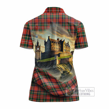 Lyle Tartan Family Crest Women's Polo Shirt with Scottish Ancient Castle Style - Tartan Vibes Clothing