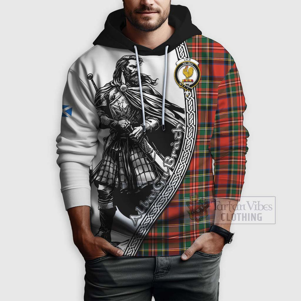 Lyle Tartan Clan Crest Hoodie with Highlander Warrior Celtic Style - Tartan Vibes Clothing